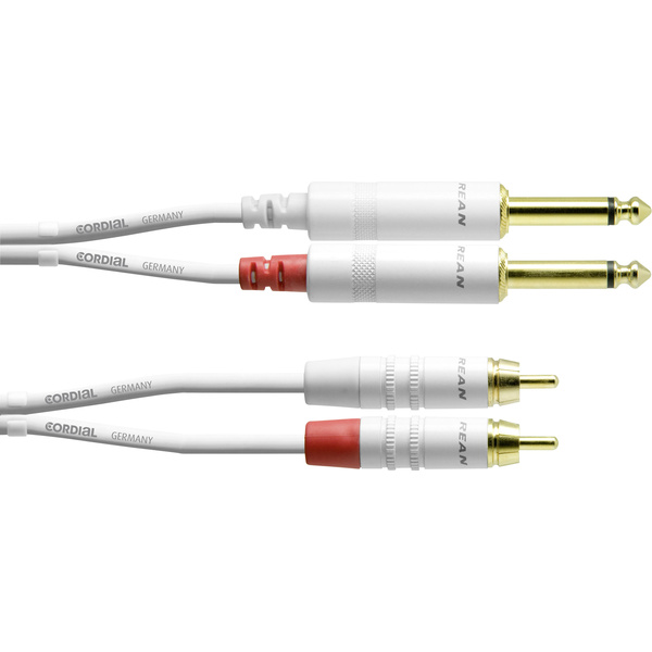 Cordial Audio Adapterkabel [2x Klinkenstecker 6.35mm - 2x Cinch-Stecker] 3.00m Weiß