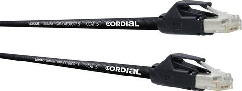 RJ45 Netzwerkkabel, Patchkabel CAT 5 S/UTP 10.00m Schwarz PUR-Mantel, Geflechtschirm, Folien