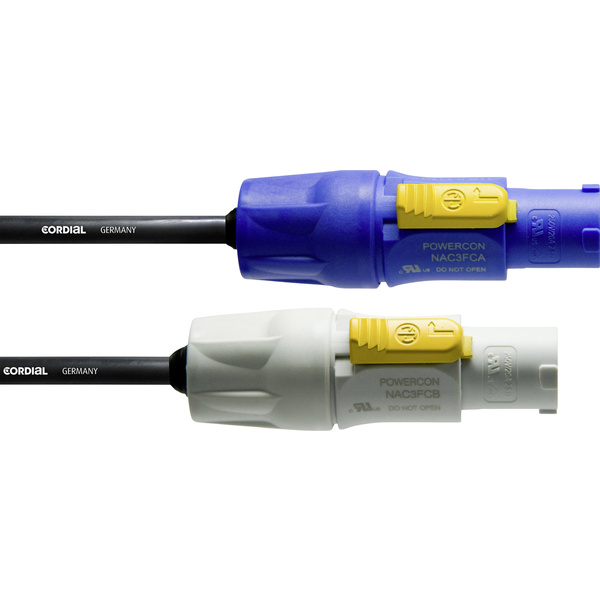 Câble de raccordement alimentation Cordial CFCA 5 FCB [1x PowerCon mâle - 1x PowerCon mâle] bleu, blanc 5.00 m