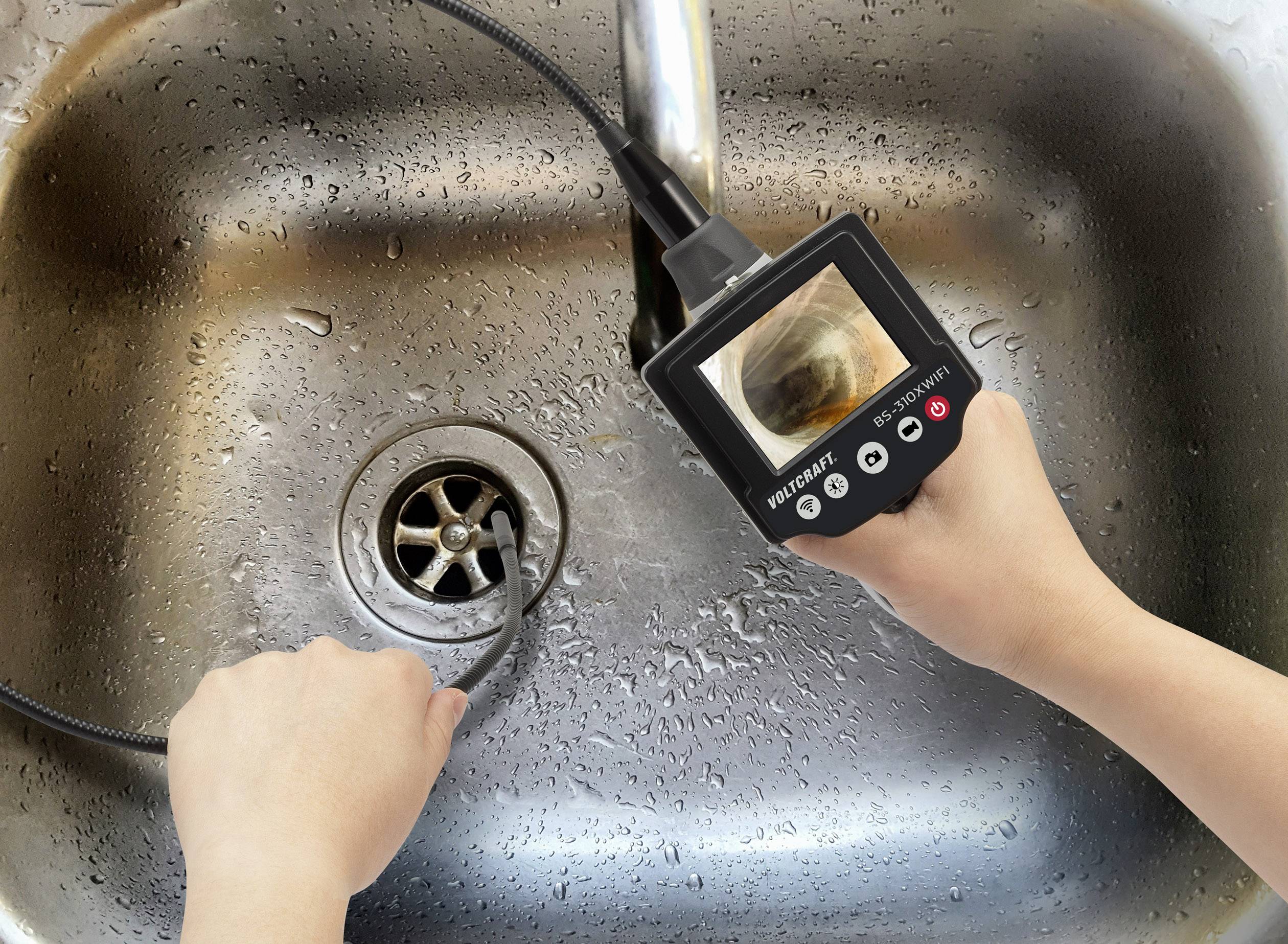 VOLTCRAFT BS-310XWIFI Endoskop Sonden-Ø: 8mm Sonden-Länge: 88cm