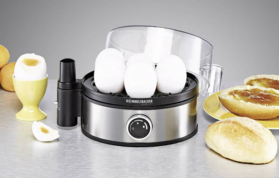 Rommelsbacher ER 400 Eierkocher mit Eierstecher, mit Messbecher Edelstahl, Schwarz