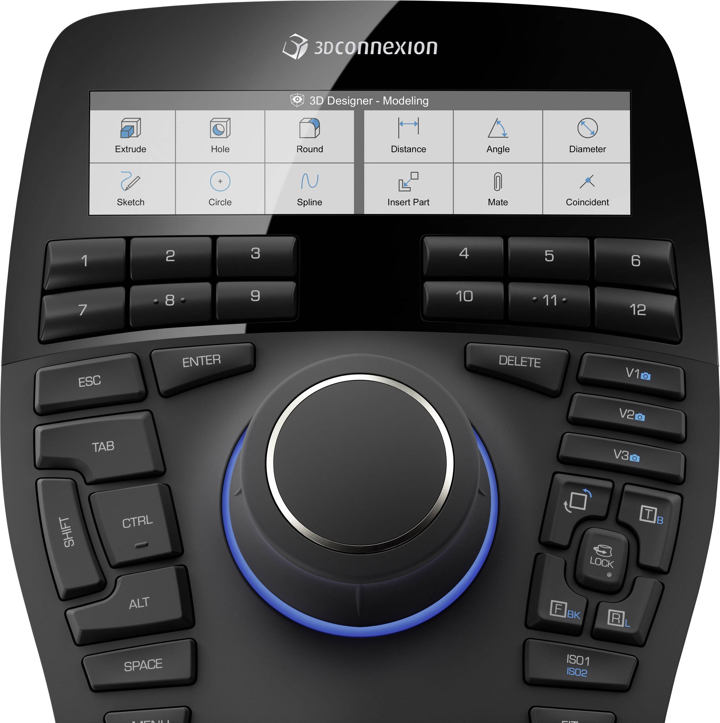 3Dconnexion SpaceMouse Enterprise 3D-Maus USB Schwarz 12 Tasten Display, Handballenauflage