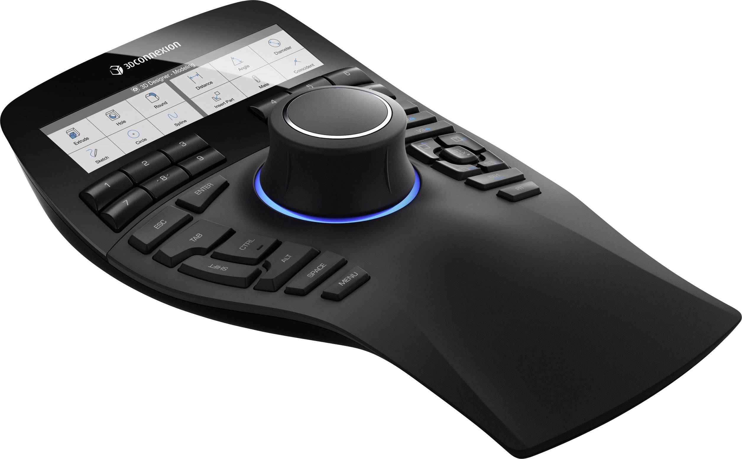 3Dconnexion SpaceMouse Enterprise 3D-Maus USB Schwarz 12 Tasten Display, Handballenauflage