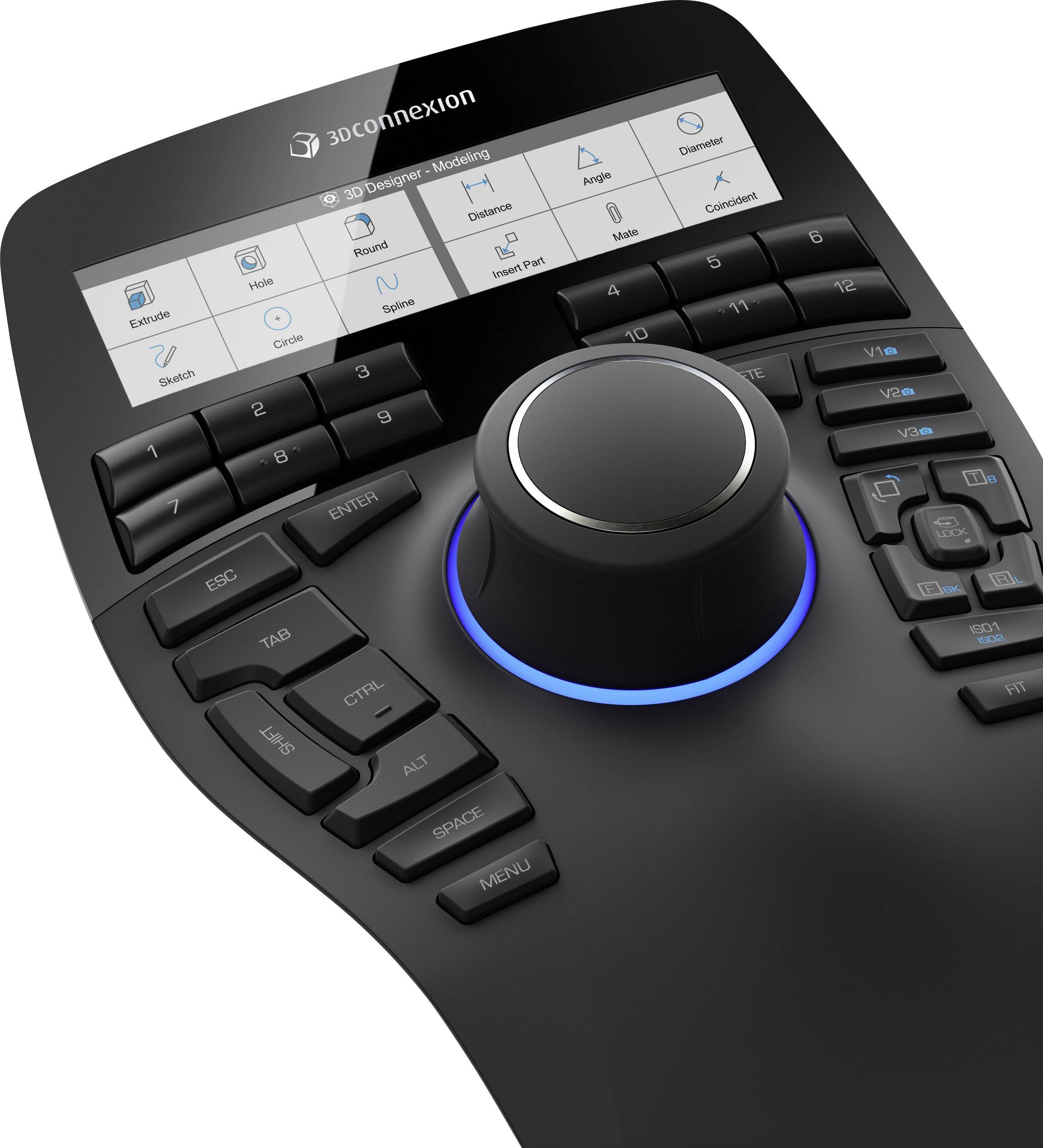 3Dconnexion SpaceMouse Enterprise 3D-Maus USB Schwarz 12 Tasten Display, Handballenauflage