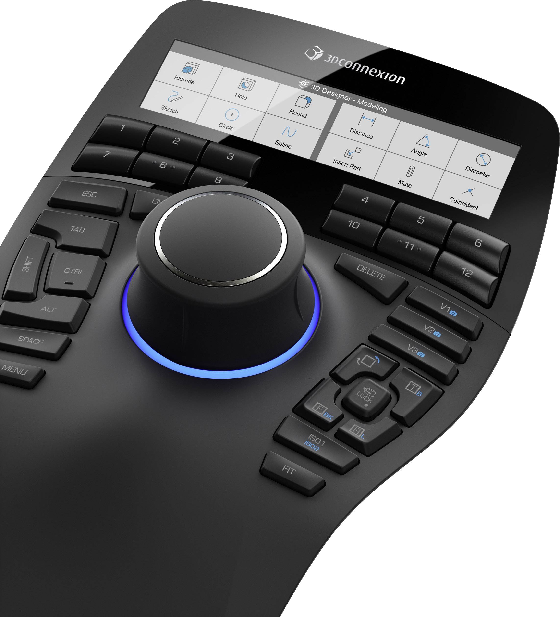 3Dconnexion SpaceMouse Enterprise 3D-Maus USB Schwarz 12 Tasten Display, Handballenauflage