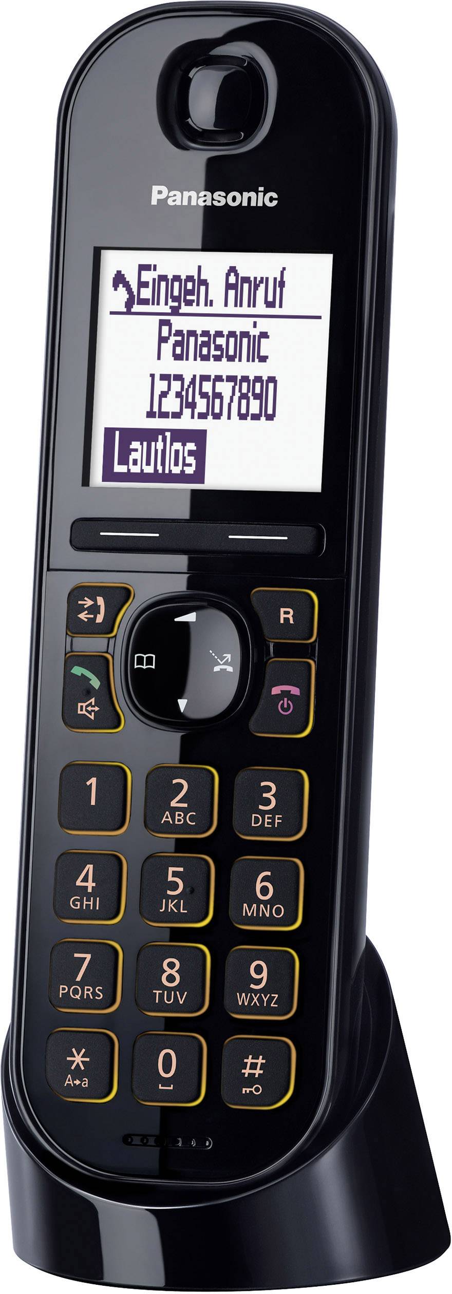 Panasonic KX-TGQ200GB Schnurloses Telefon VoIP Babyphone, Freisprechen Beleuchtetes Display Schwarz