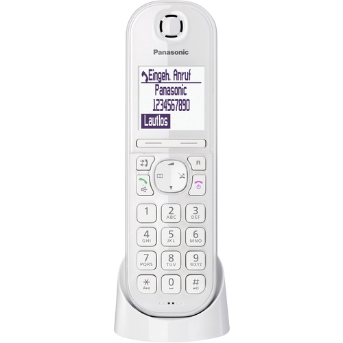 Panasonic KX-TGQ200GW Schnurloses Telefon VoIP Babyphone, Freisprechen Beleuchtetes Display Weiß