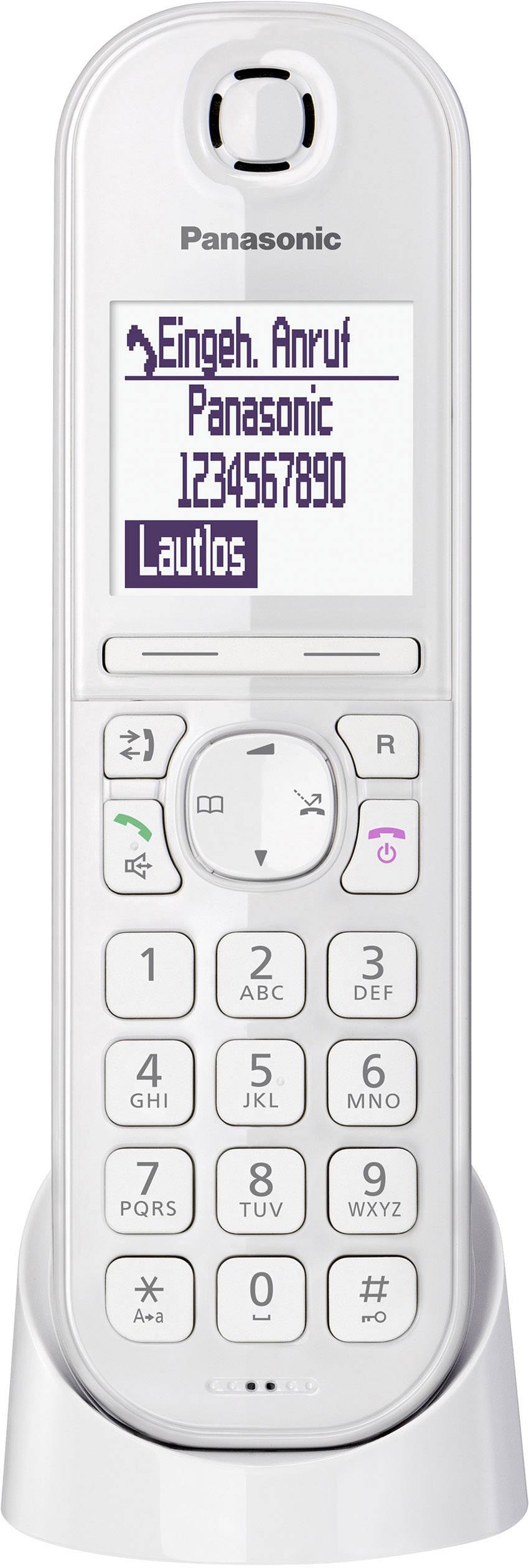 Panasonic KX-TGQ200GW Schnurloses Telefon VoIP Babyphone, Freisprechen Beleuchtetes Display Weiß