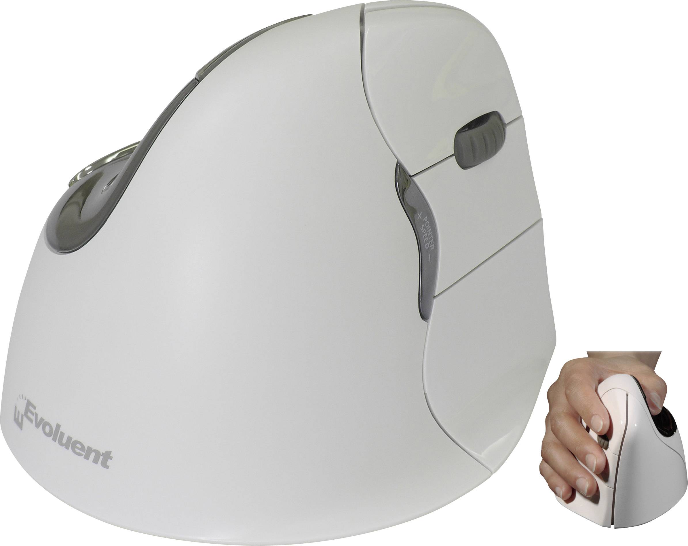 Evoluent VerticalMouse4 VM4RB Mac Ergonomische Maus Bluetooth® Optisch Weiß, Silber 6 Tasten 2800 dpi Ergonomisch