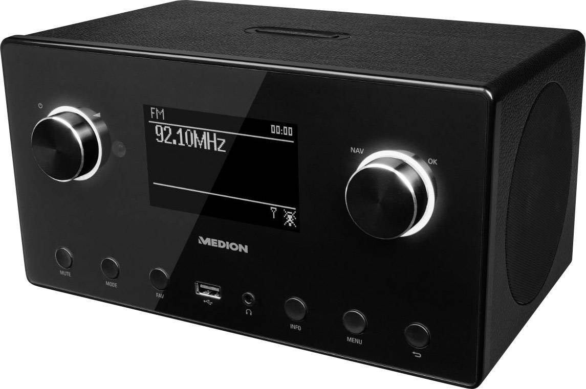Medion P85080 (MD87523) Internet Tischradio DAB+, UKW AUX, Bluetooth®, Internetradio, WLAN Multiroom-fähig, Spotify Schwarz