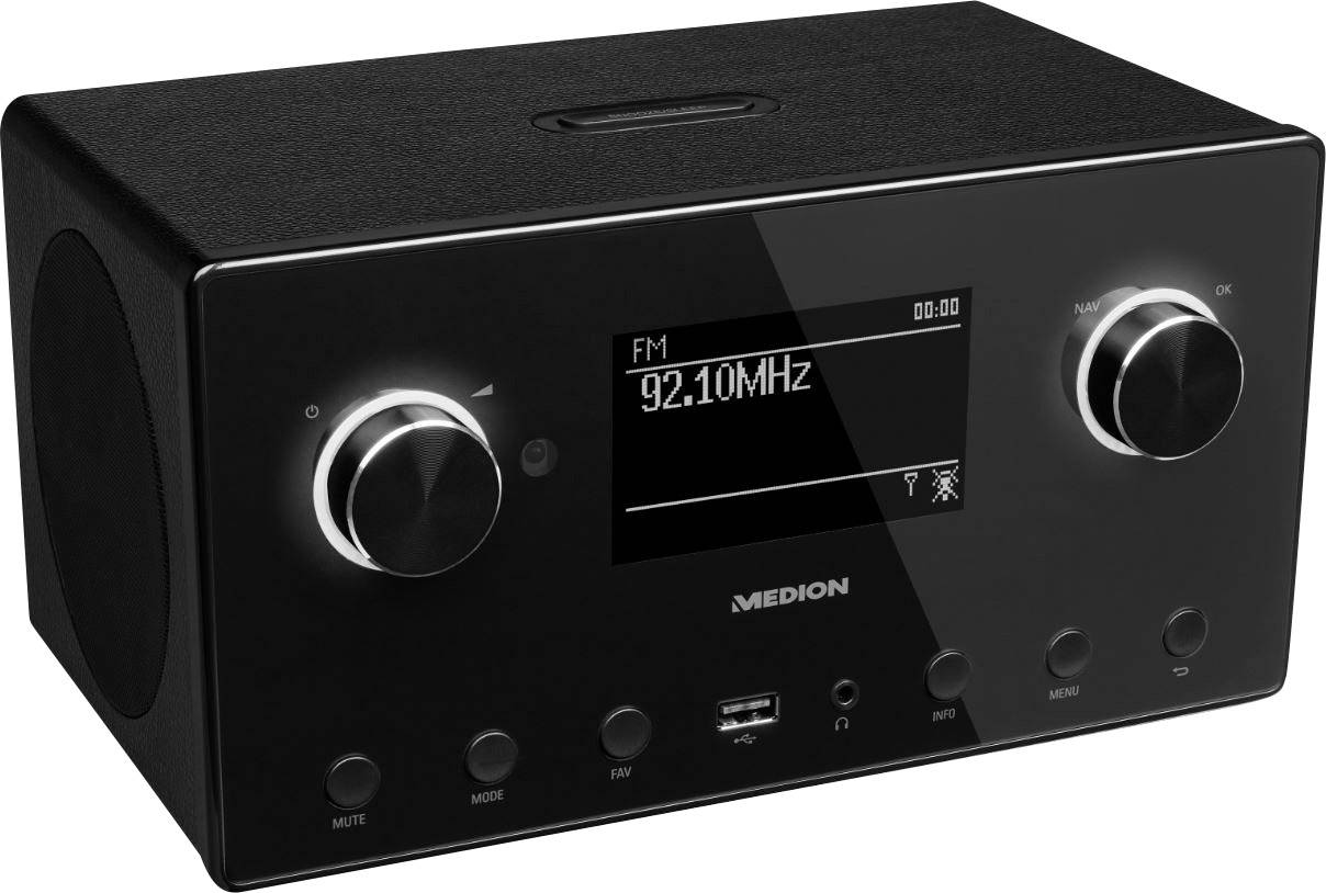 Medion P85080 (MD87523) Internet Tischradio DAB+, UKW AUX, Bluetooth®, Internetradio, WLAN Multiroom-fähig, Spotify Schwarz