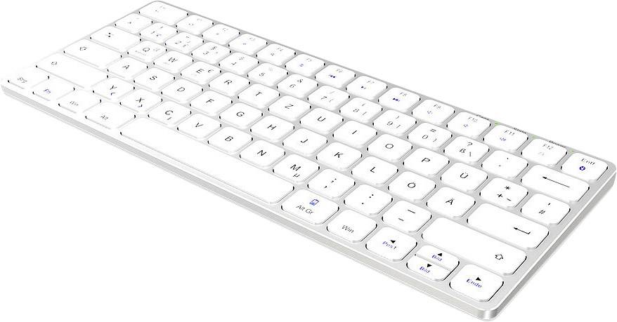 Keysonic KSK-5021BT Bluetooth-Tastatur Deutsch, QWERTZ, Windows® Silber/Weiß