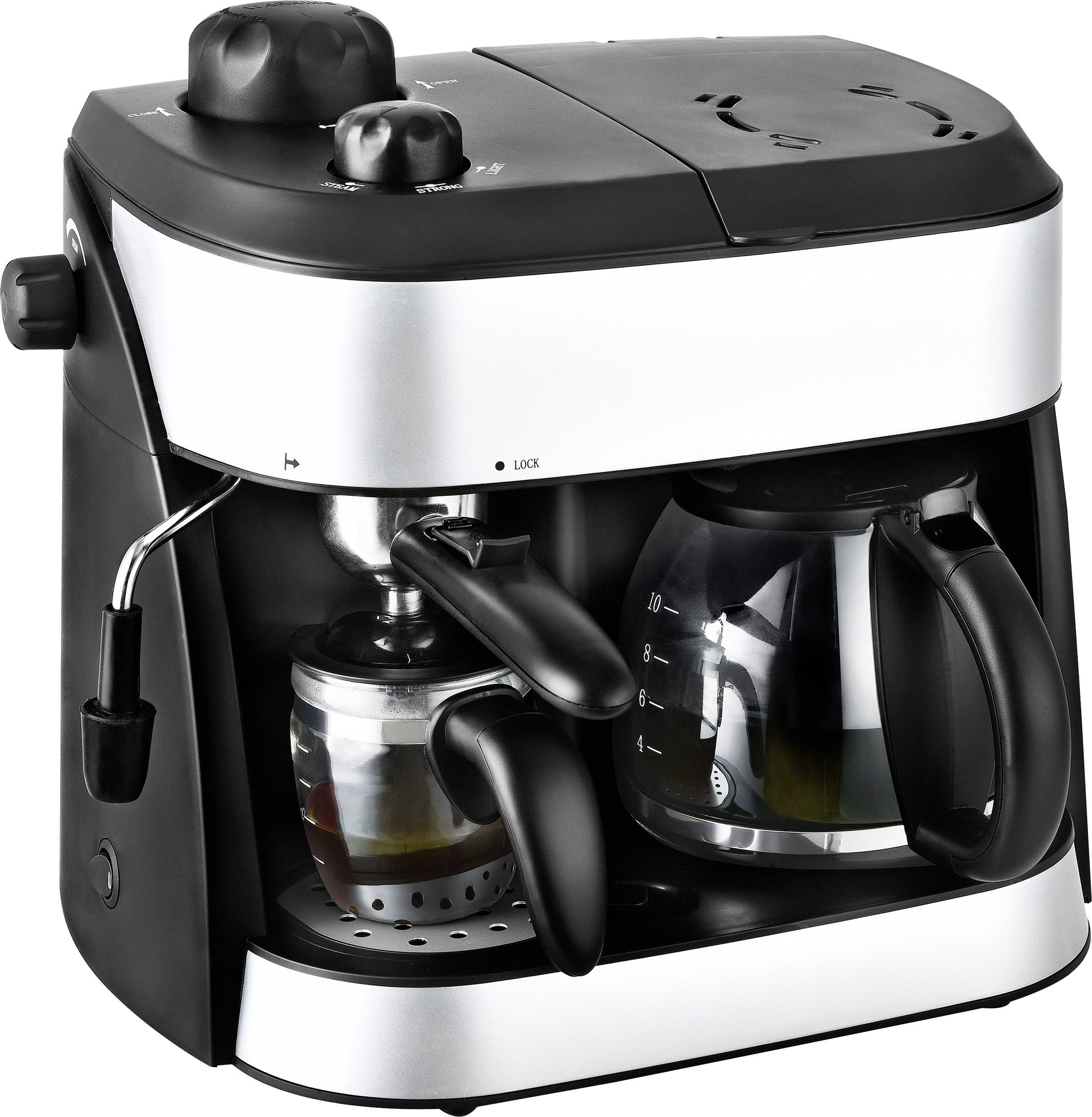 TKG Team Kalorik TKG EXP 1001 C Doppel-Kaffeemaschine Schwarz Fassungsvermögen Tassen=10 Glaskanne, mit Druckbrühsystem, mit