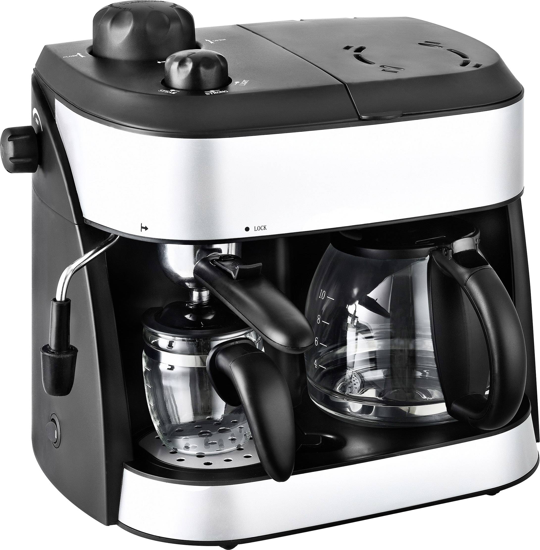 TKG Team Kalorik TKG EXP 1001 C Doppel-Kaffeemaschine Schwarz Fassungsvermögen Tassen=10 Glaskanne, mit Druckbrühsystem, mit