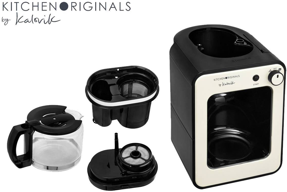 TKG Team Kalorik TKG CCG 1001 KTO Kaffeemaschine Creme-Weiß Fassungsvermögen Tassen=6 Glaskanne, mit Mahlwerk, mit