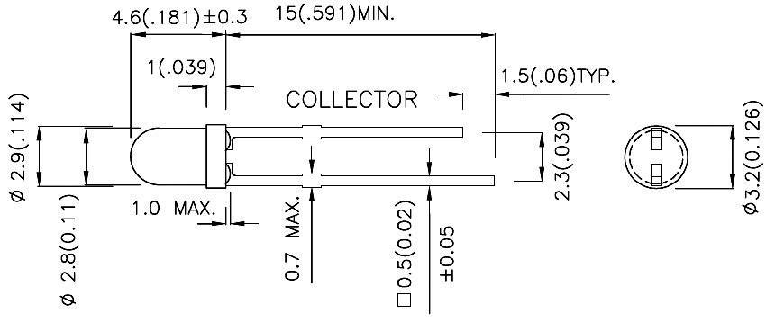 Kingbright L-93DP3C Fototransistor 3mm 1100 nm L-93DP3C