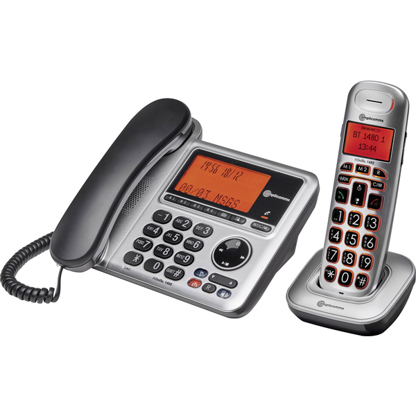Amplicomms BigTel 1480 Schnurgebundenes Seniorentelefon Anrufbeantworter, Optische Anrufsignalisier