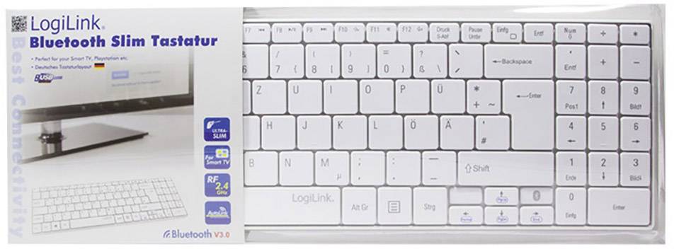 LogiLink ID0110 Bluetooth® Tastatur Deutsch, QWERTZ, Windows® Weiß