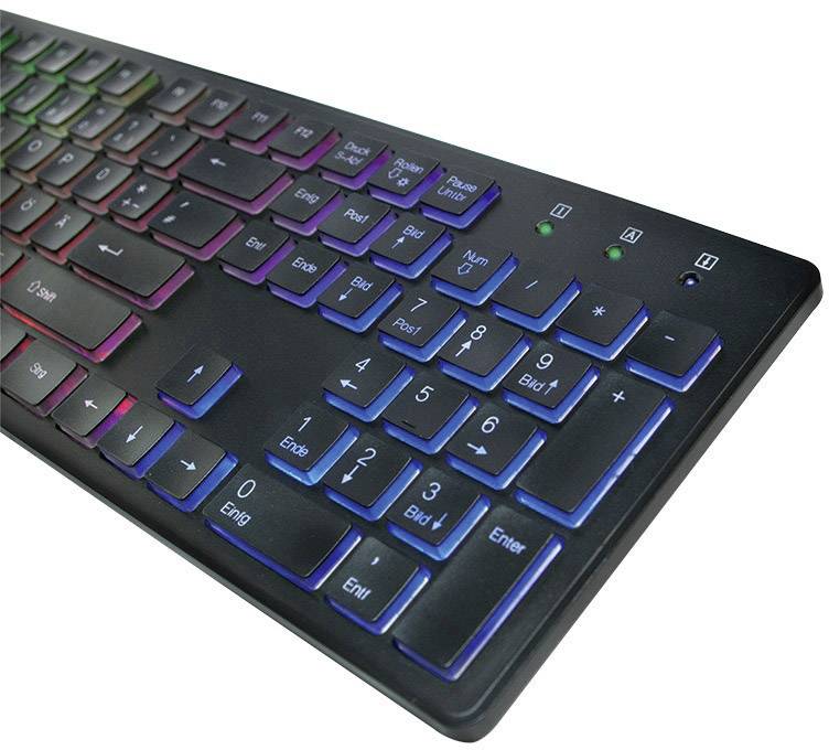 LogiLink ID0138 USB Tastatur Deutsch, QWERTZ Schwarz Beleuchtet