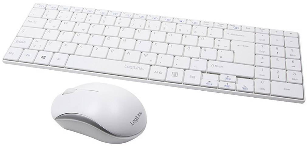 LogiLink ID0109 Funk Tastatur, MausSet Deutsch, QWERTZ, Windows® Weiß versandkostenfrei voelkner