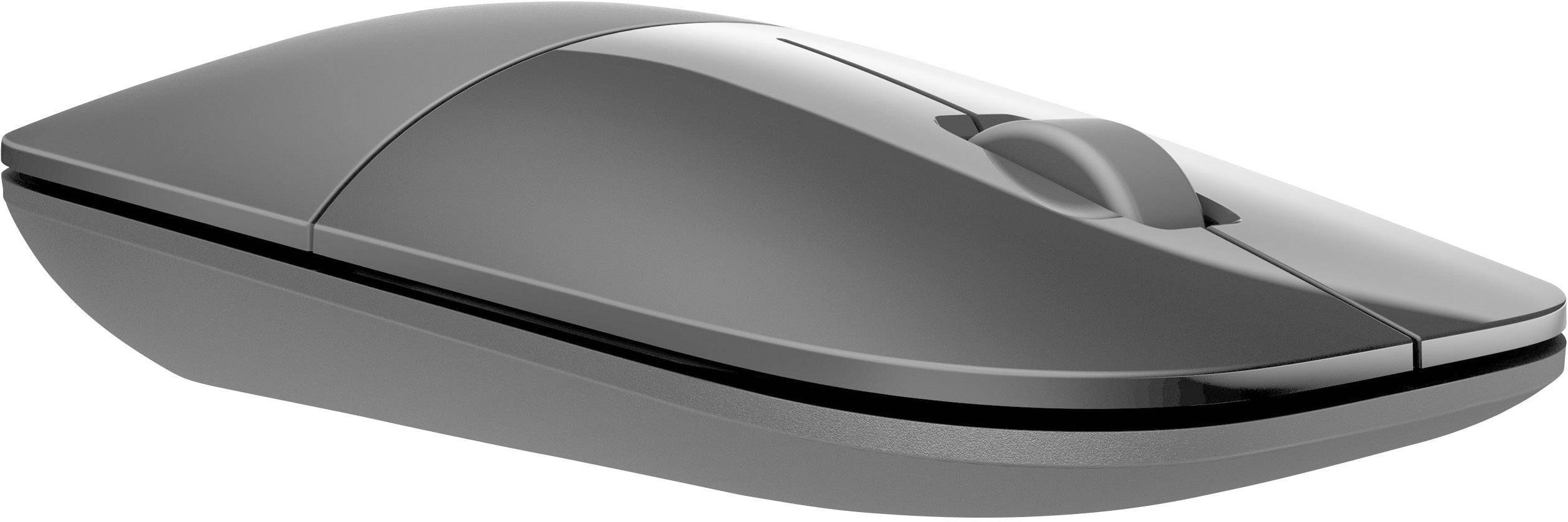 Eine graue, kabellose Computermaus mit einem schlichten und modernen Design, geeignet für den Gebrauch mit einem Laptop oder Desktop-Computer.