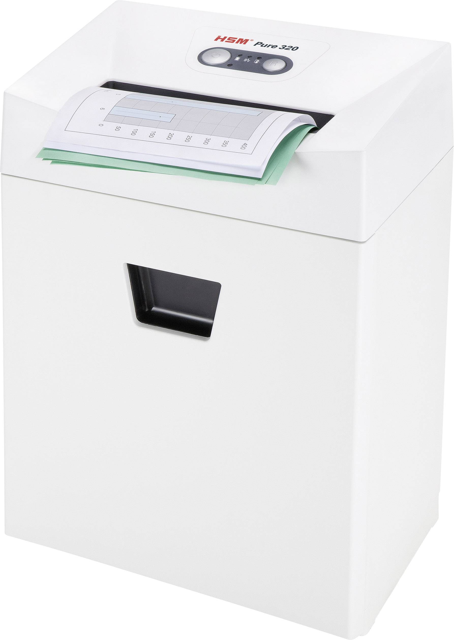 HSM Pure 320 Aktenvernichter 8 Partikelschnitt 3.9 x 30 mm 25 l Vernichtet auch Heftklammern, Kreditkarten, Büroklammern