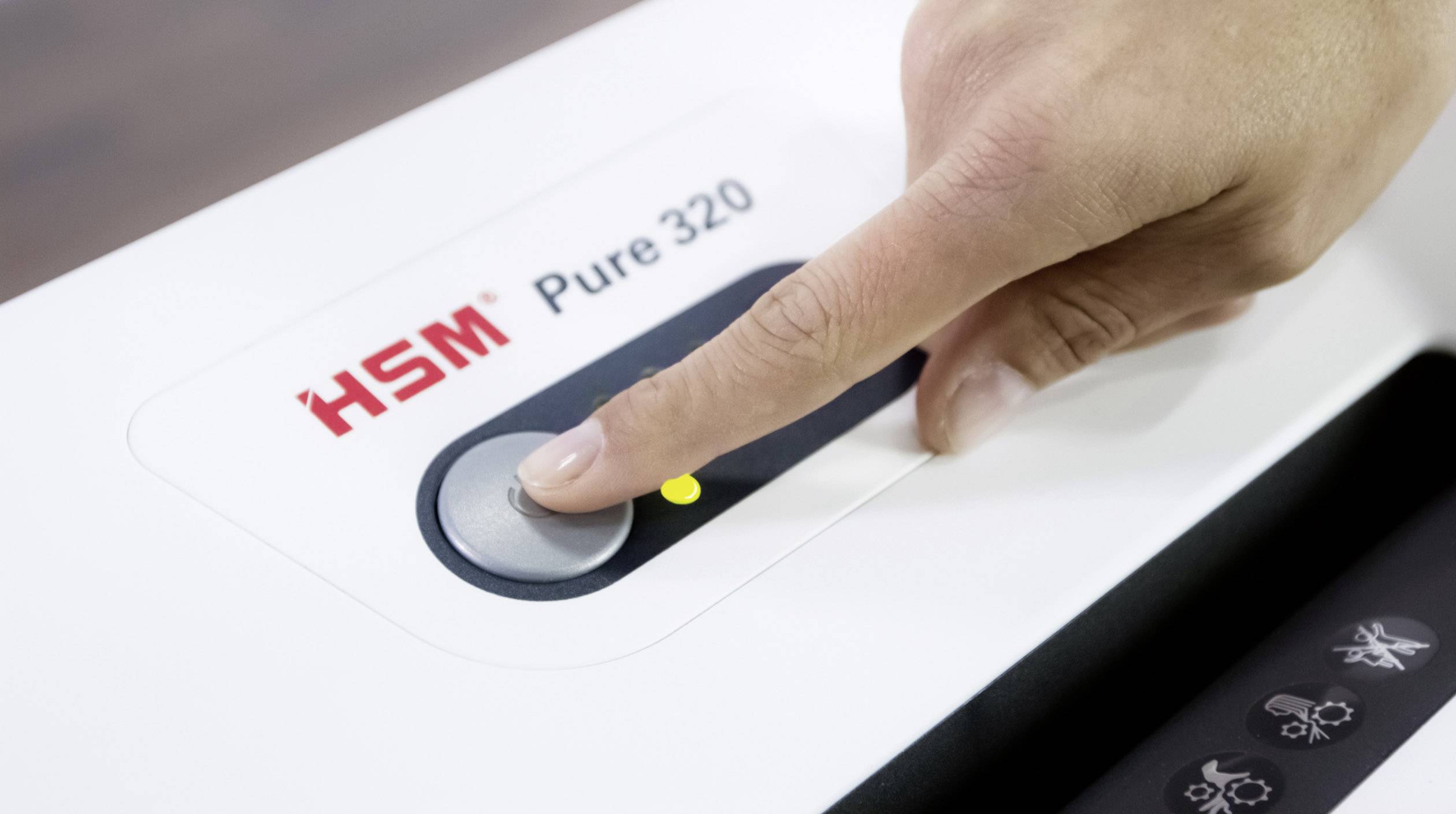 HSM Pure 320 Aktenvernichter 8 Partikelschnitt 3.9 x 30 mm 25 l Vernichtet auch Heftklammern, Kreditkarten, Büroklammern