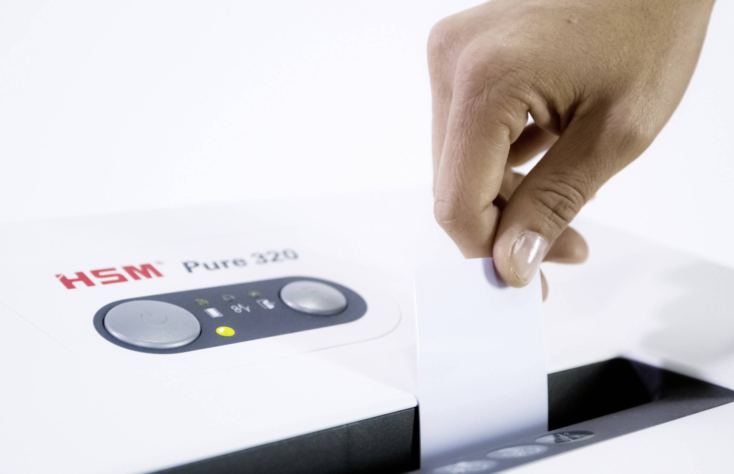 HSM Pure 320 Aktenvernichter 8 Partikelschnitt 3.9 x 30 mm 25 l Vernichtet auch Heftklammern, Kreditkarte, Büroklammern