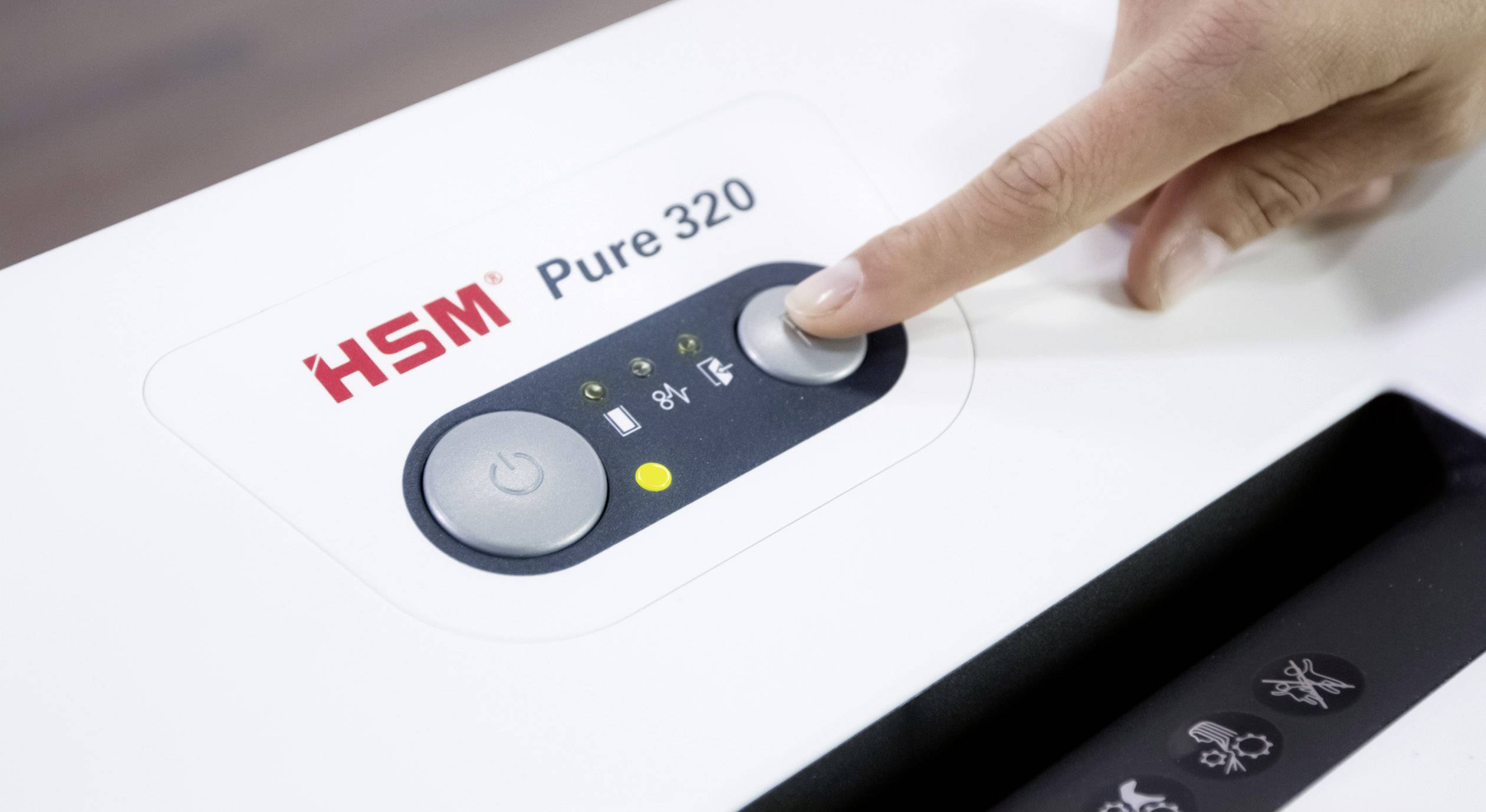 HSM Pure 320 Aktenvernichter 8 Partikelschnitt 3.9 x 30 mm 25 l Vernichtet auch Heftklammern, Kreditkarten, Büroklammern