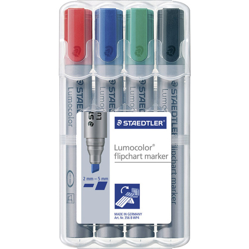 Staedtler Flipchartmarker Lumocolor® flipchart marker 356 B Rot, Blau, Grün, Schwarz 1 Set