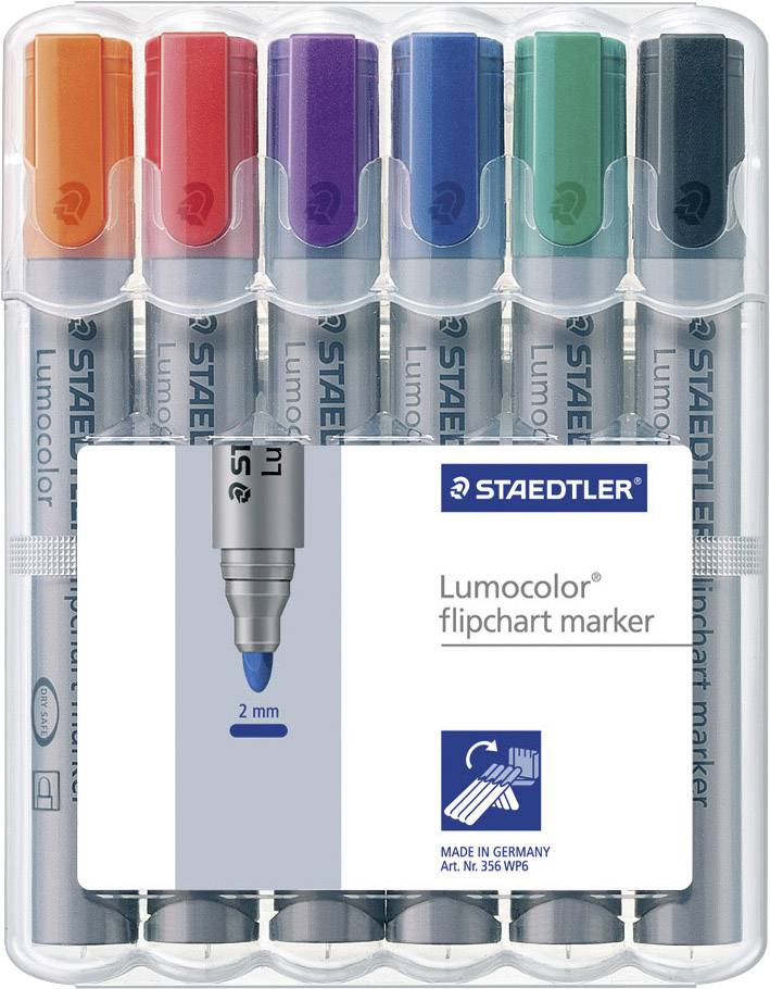 Staedtler Flipchartmarker Lumocolor® flipchart marker 356 Rot, Blau, Orange, Grün, Violett, Schwarz 1 Set