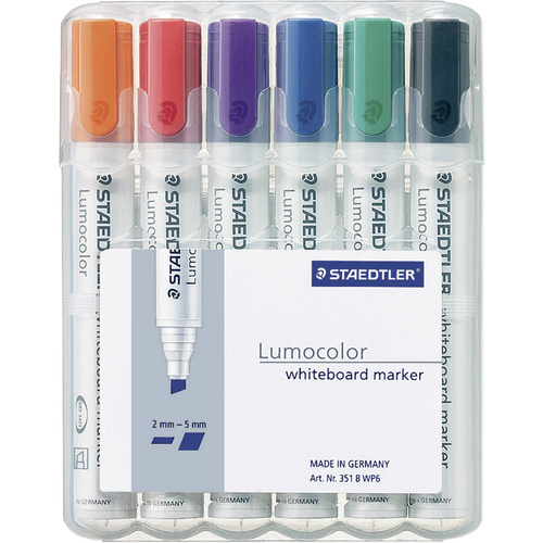 Staedtler 351 B WP6 Lumocolor 351 B Whiteboardmarker Blau, Grün, Orange, Rot, Schwarz, Violett 6 St./Pack