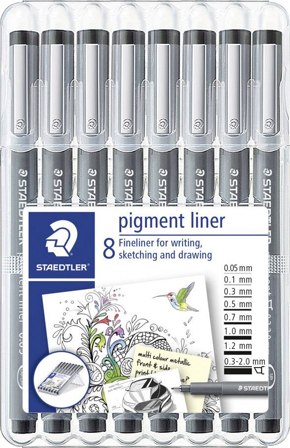 Staedtler pigment liner schwarz 8er Set in Box