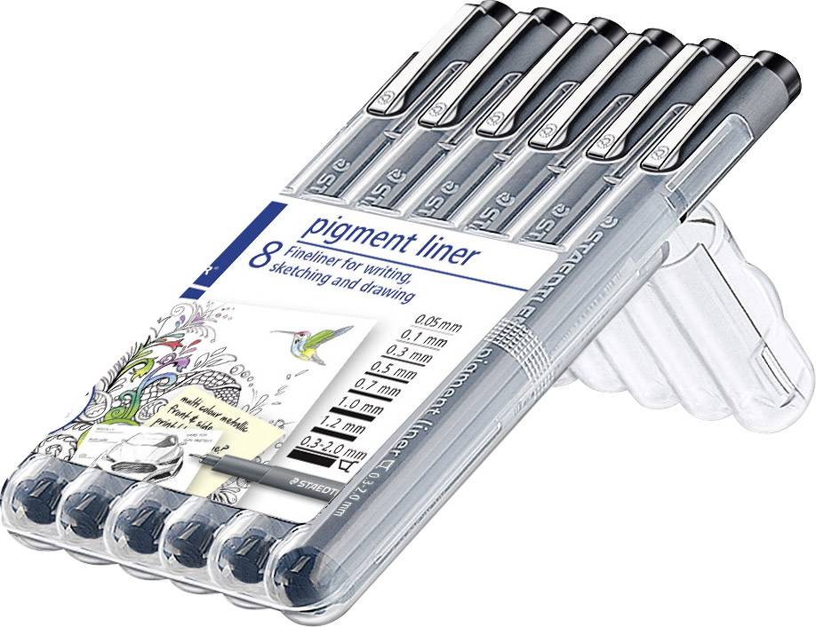 Staedtler pigment liner 308, Schwarz, Schwarz, Rund, Tinte auf Pigmentbasis, Metall, Deutschland