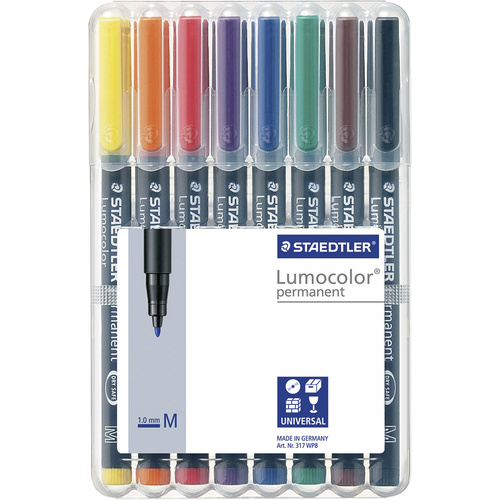 Staedtler Lumocolor® permanent pen 317 317 WP8 Permanentmarker Gelb, Rot, Blau, Orange, Grün, Violett, Braun, Schwarz wasserfest