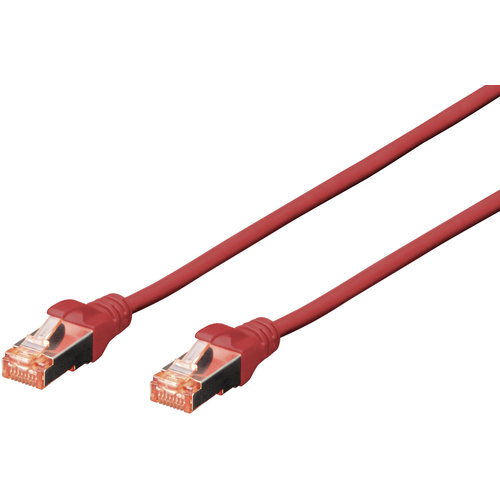 Digitus DK-1644-005/R RJ45 Câble réseau, câble patch CAT 6 S/FTP 0.50 m rouge sans halogène, torsadé par paire, avec cliquet