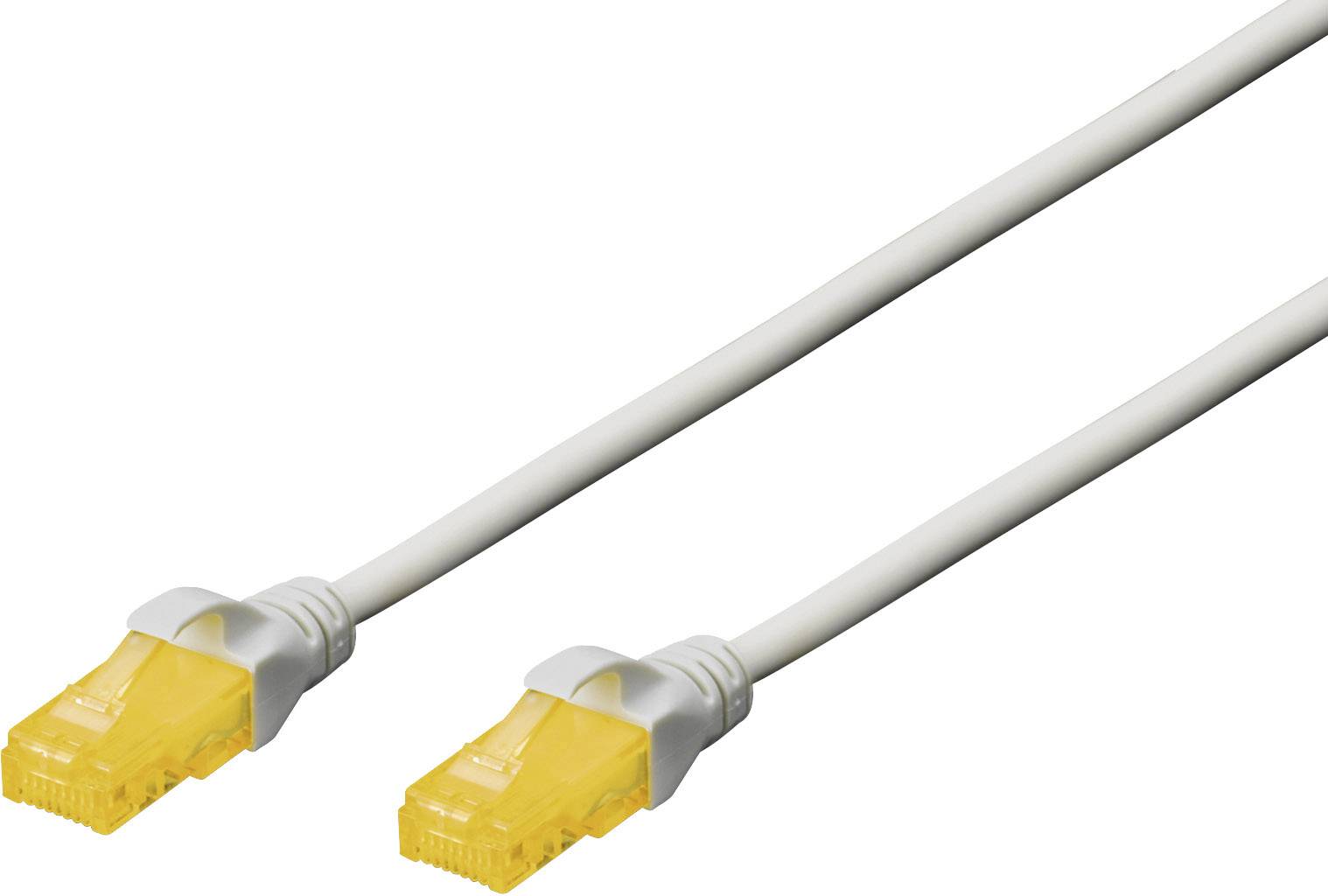 Ein gelbes Ethernet-Kabel mit zwei RJ45-Steckern zur Netzwerkverbindung.