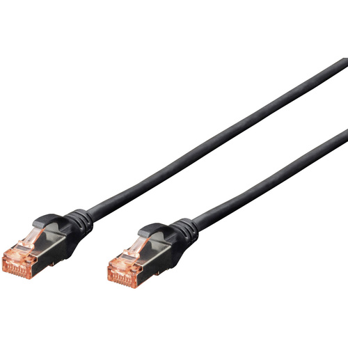 Digitus DK-1644-010/BL RJ45 Câble réseau, câble patch CAT 6 S/FTP 1.00 m noir sans halogène, torsadé par paire, avec cliquet
