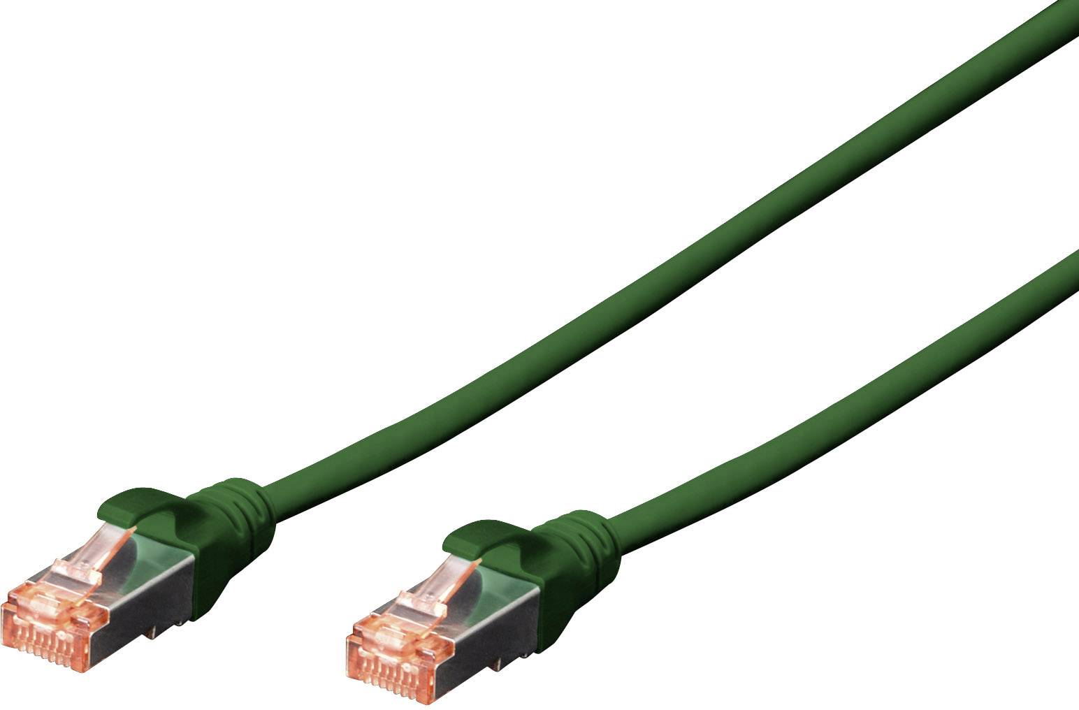 Grünes Ethernet-Kabel mit zwei RJ45-Steckern, geeignet für Netzwerkverbindungen in Computern und Telekommunikationsgeräten.