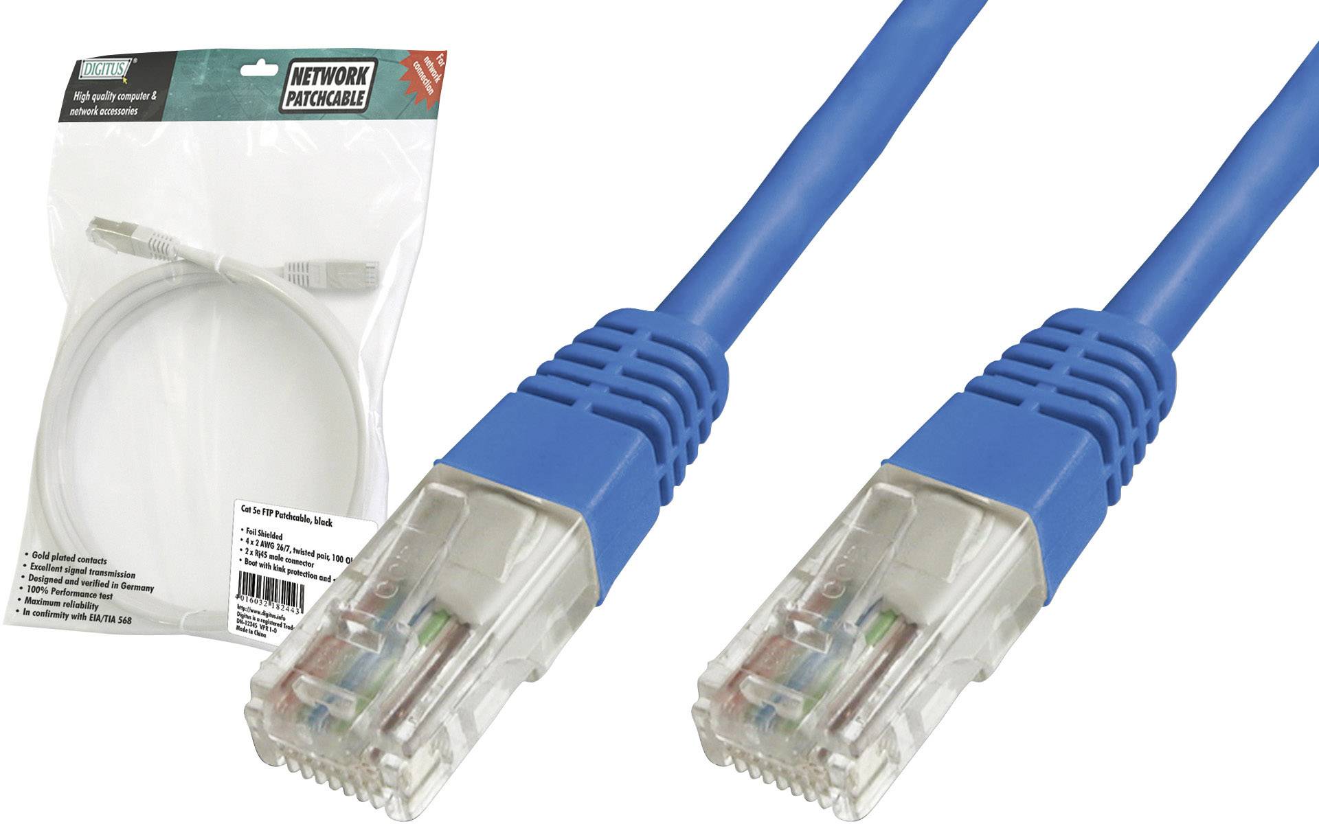 Digitus DK-1512-020/B RJ45 Netzwerkkabel, Patchkabel CAT 5e U/UTP 2.00 m Blau verdrillte Paare 1 St.