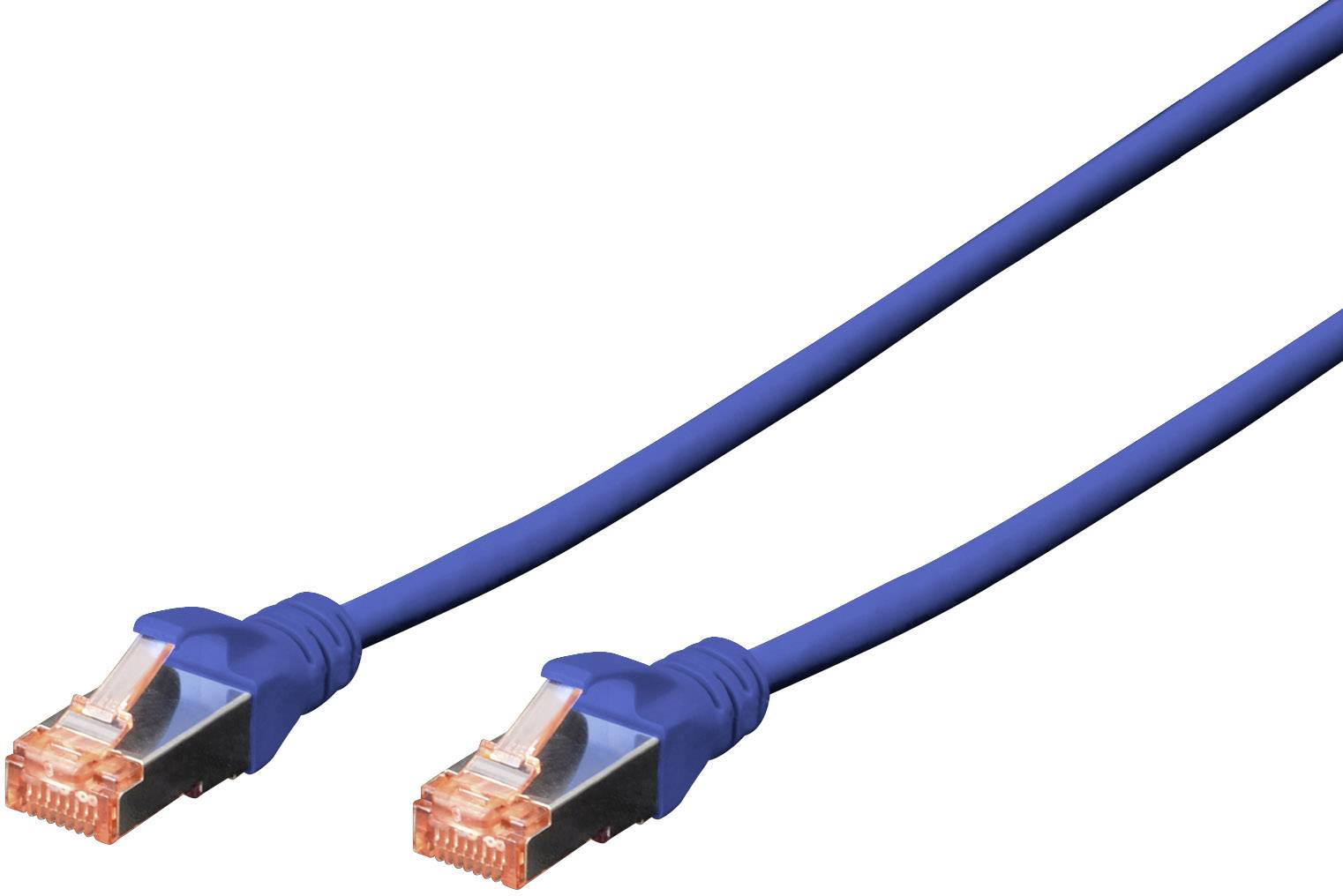 Zwei blaue Ethernet-Kabel mit orangefarbenen Steckern, parallel zueinander liegend.
