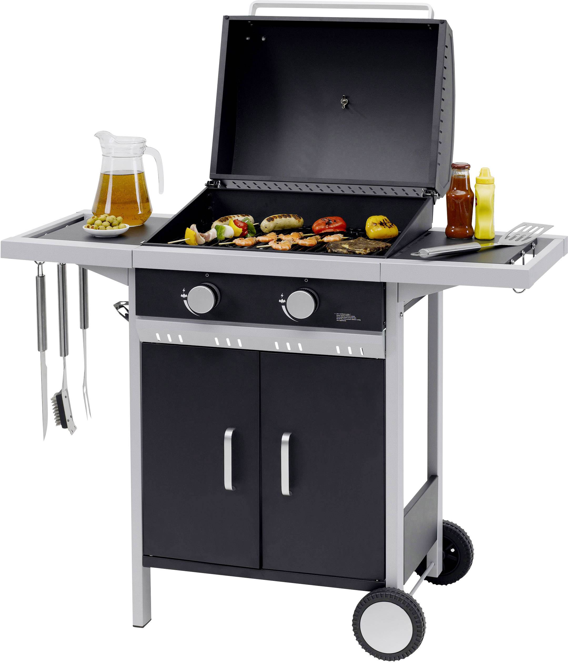 tepro Garten Tiverton Grillwagen Gas-Grill 2 Brenner  Schwarz, Silber
