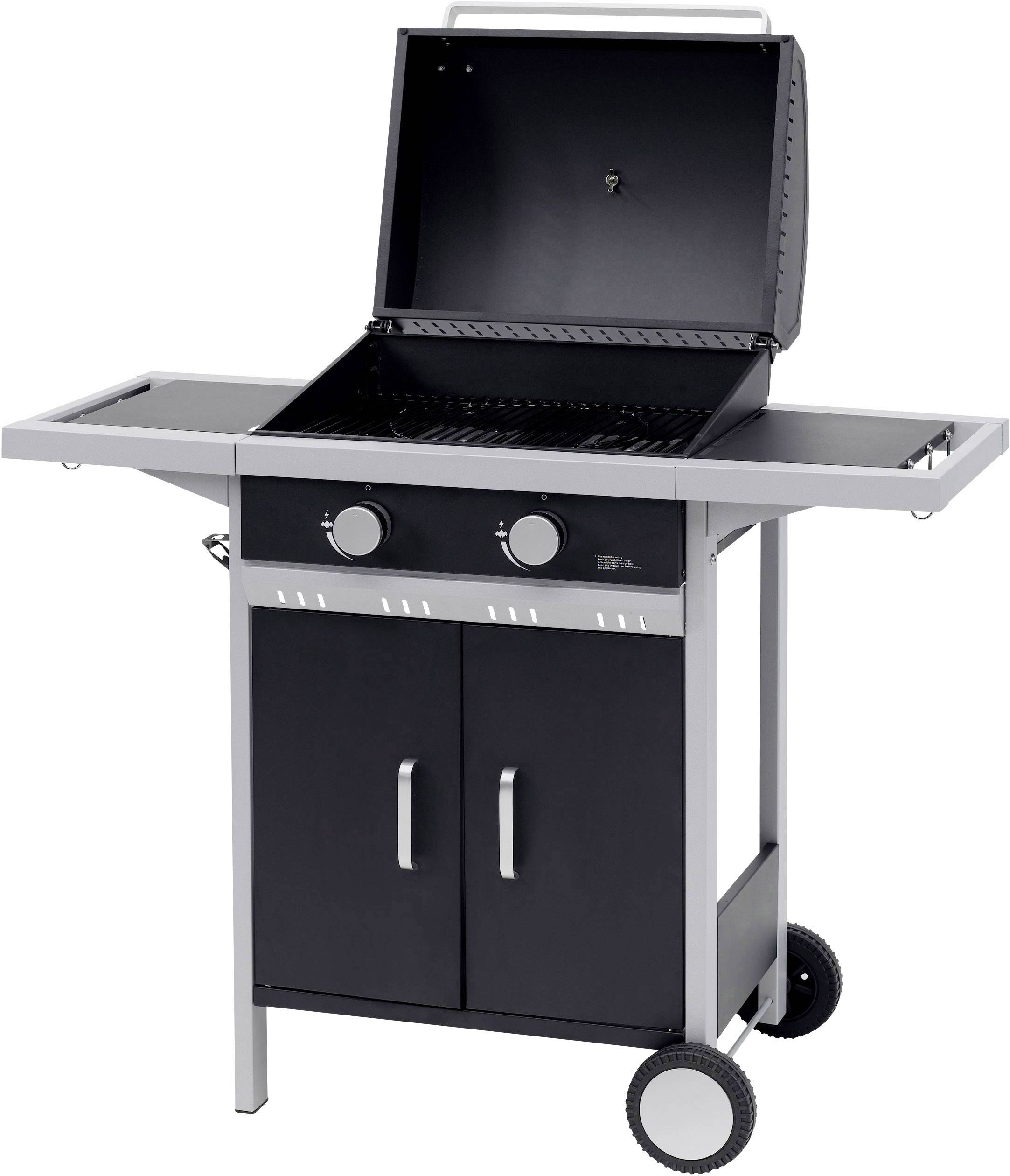 tepro Garten Tiverton Grillwagen Gas-Grill 2 Brenner  Schwarz, Silber