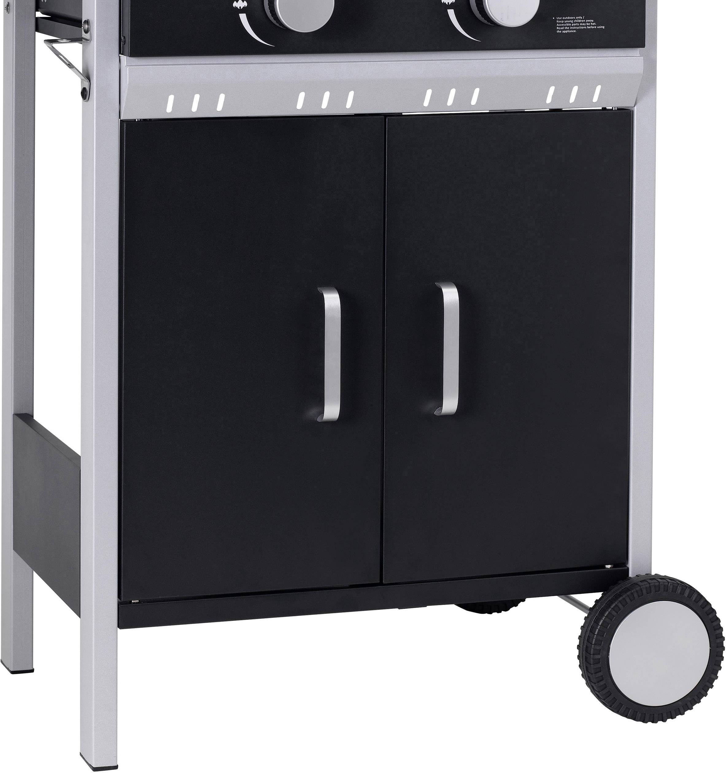 tepro Garten Tiverton Grillwagen Gas-Grill 2 Brenner  Schwarz, Silber