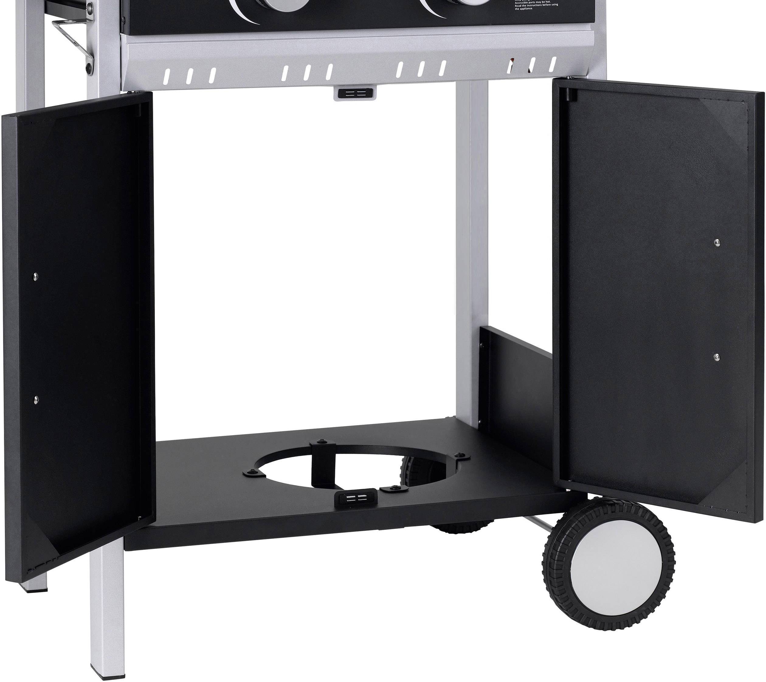 tepro Garten Tiverton Grillwagen Gas-Grill 2 Brenner  Schwarz, Silber