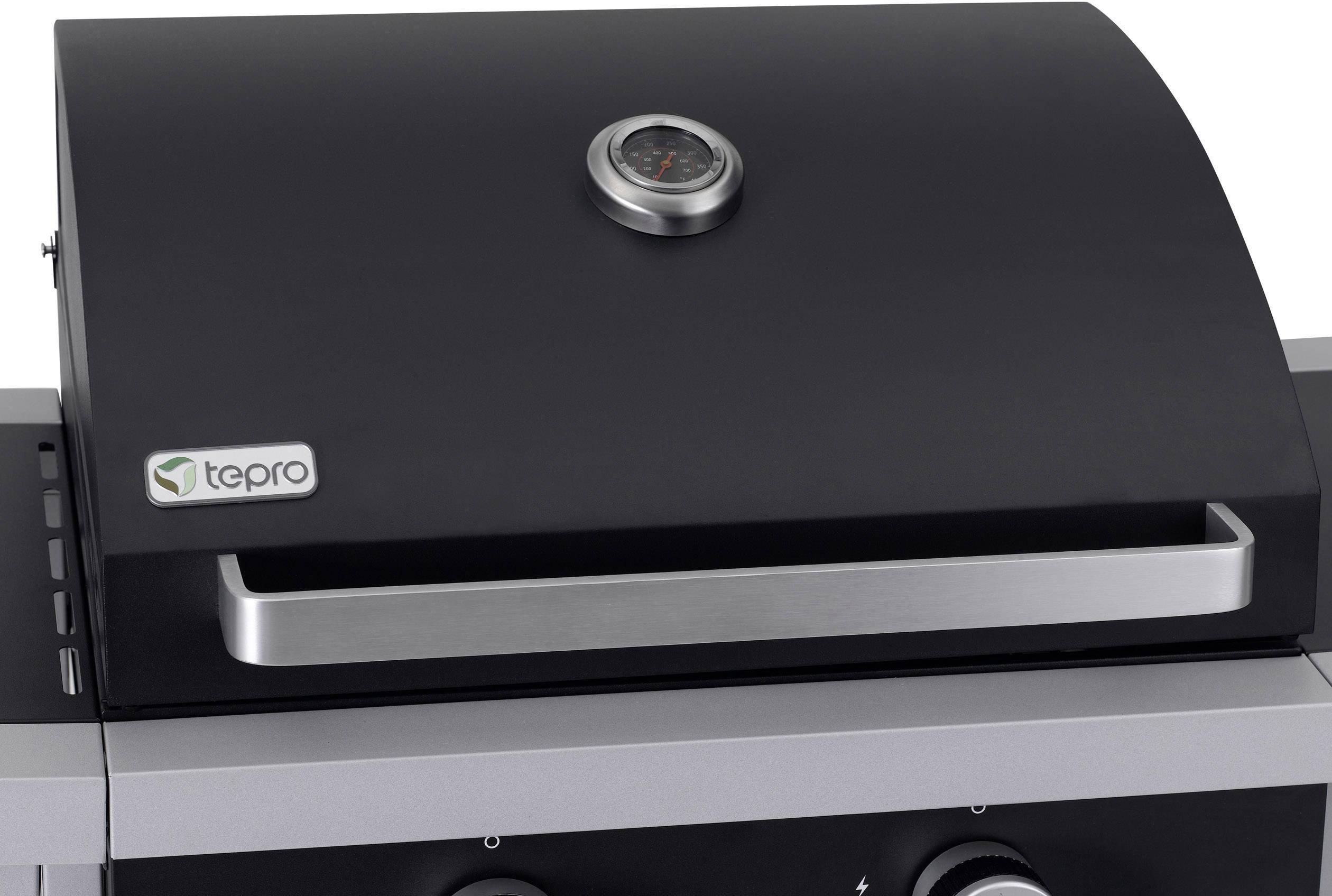 tepro Garten Tiverton Grillwagen Gas-Grill 2 Brenner  Schwarz, Silber