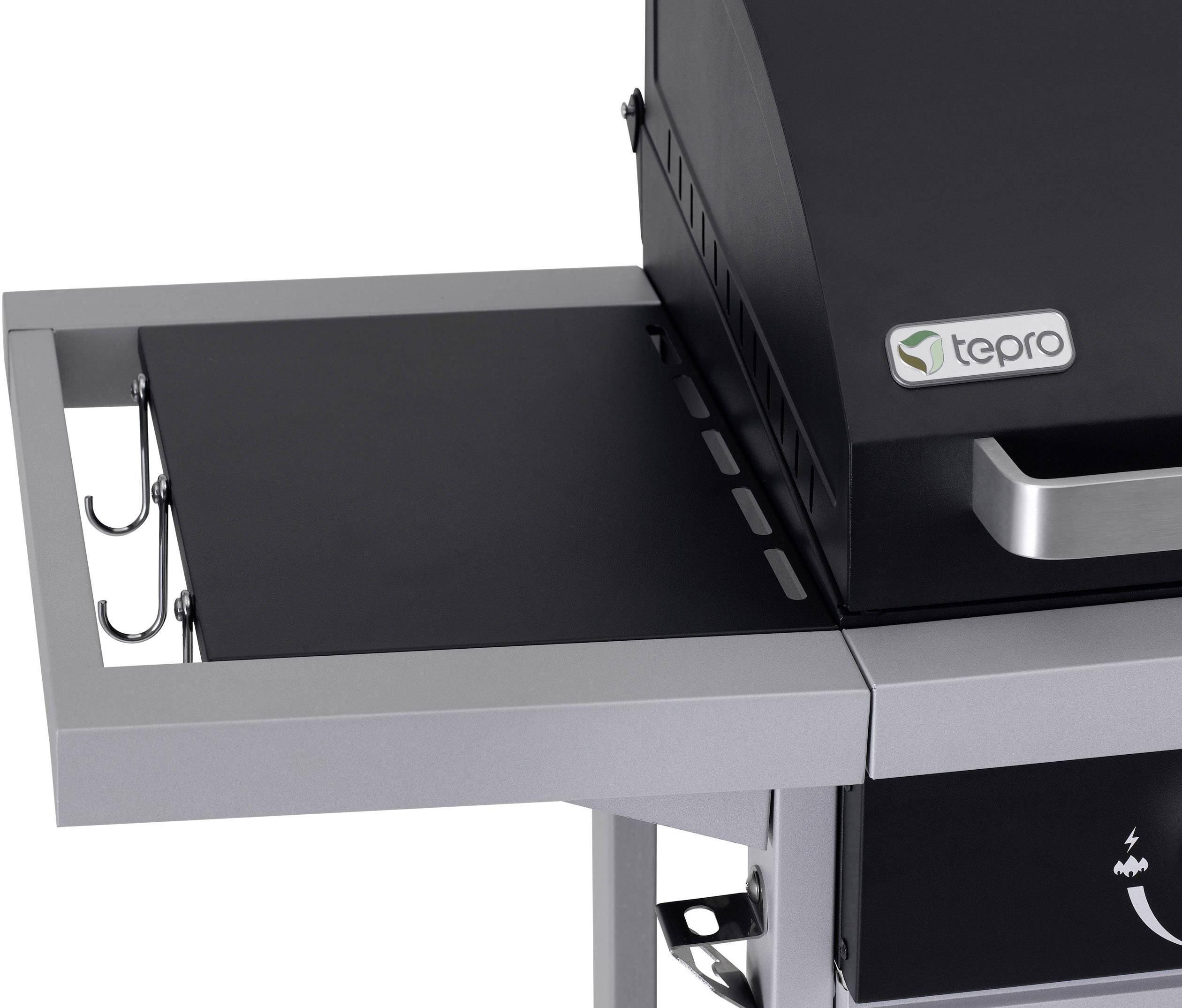 tepro Garten Tiverton Grillwagen Gas-Grill 2 Brenner  Schwarz, Silber