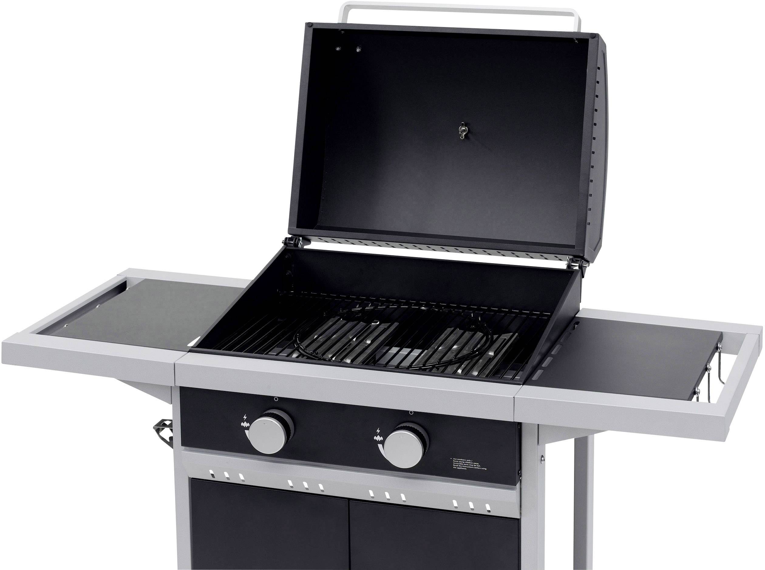 tepro Garten Tiverton Grillwagen Gas-Grill 2 Brenner  Schwarz, Silber