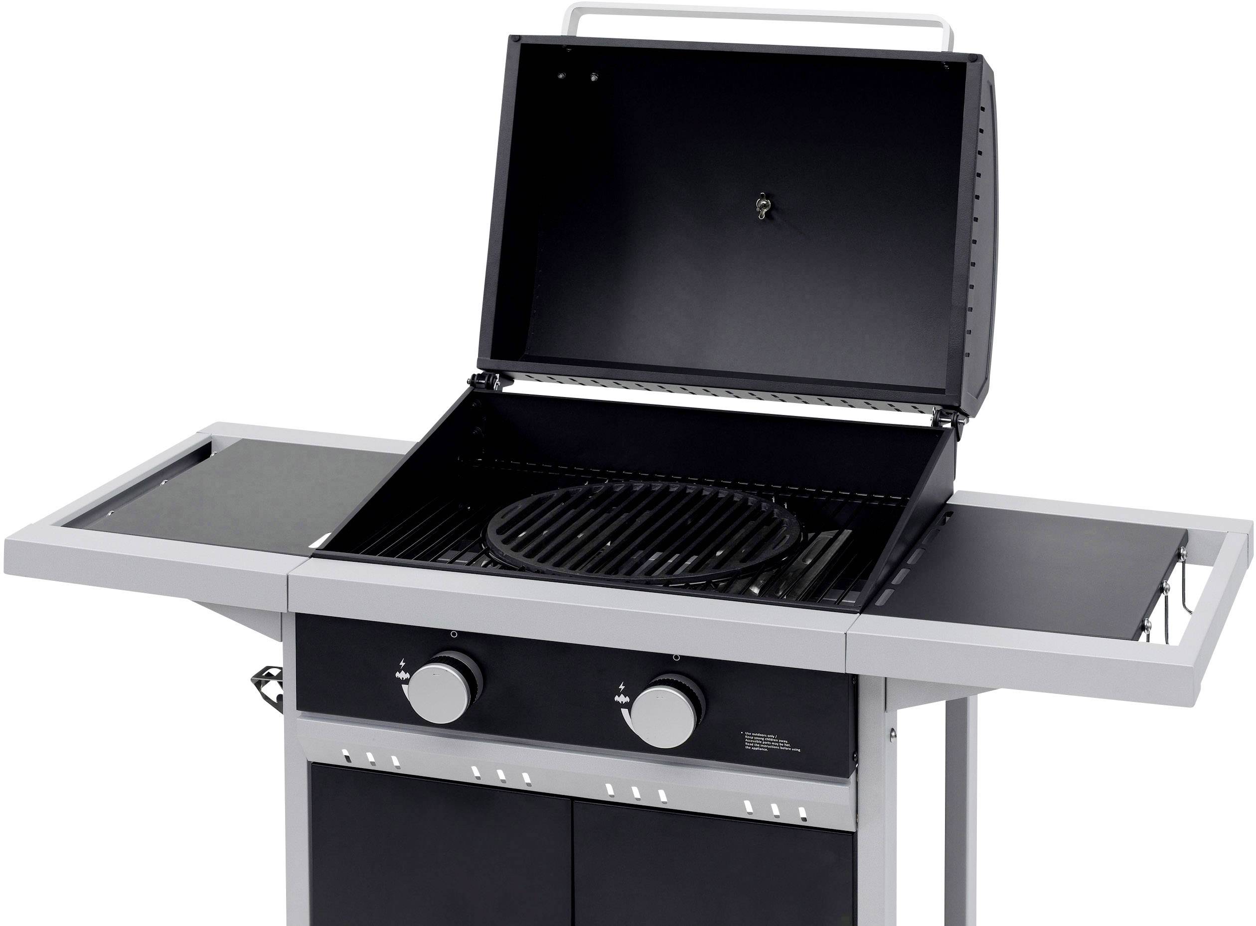 tepro Garten Tiverton Grillwagen Gas-Grill 2 Brenner  Schwarz, Silber