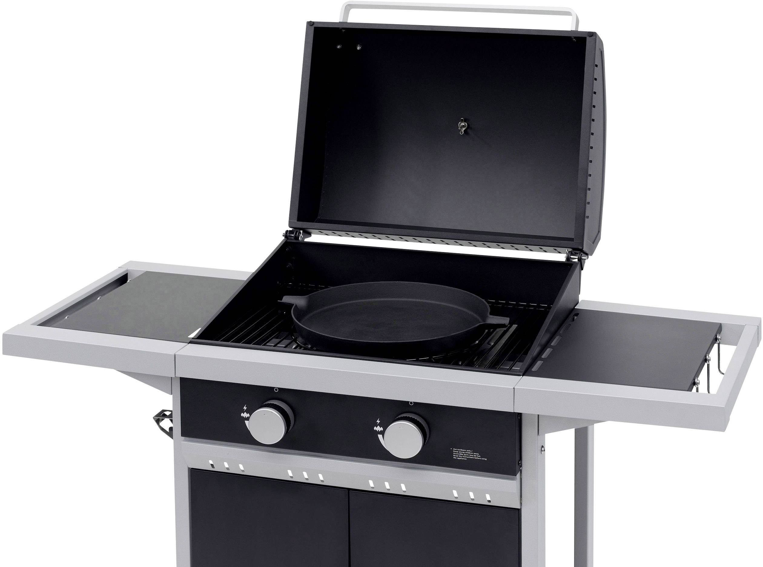 tepro Garten Tiverton Grillwagen Gas-Grill 2 Brenner  Schwarz, Silber